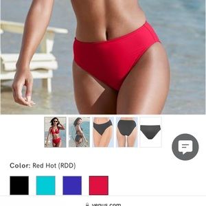 Venus Classic Hipster mid-rise swim bikini bottom Style # V2575 Red